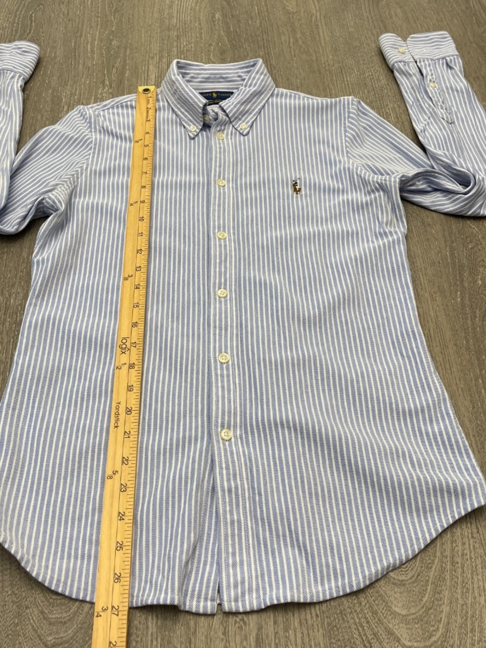 Ralph Lauren Knit Oxford Shirt Women's L Button Down Striped - Picture 10 of 11